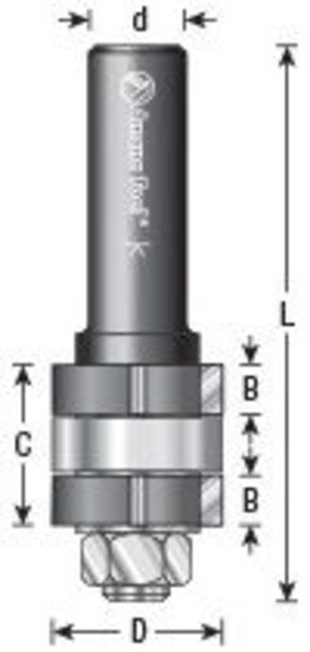 Amana Tool 47202 Bevel Trim Router Bit – 23/32" Diameter, 25° Angle, 1/4" Shank, Solid Carbide Tipped