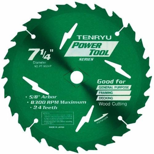 Tenryu Hartmetall-Sägeblatt 7-1/4" (19,5 Cm) - 24 Zähne, ATB-Schliff, Für Winkelschleifer & Holzarbeiten
