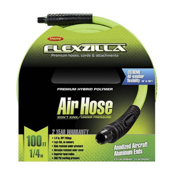 Legacy FlexZilla HFZ14100YW2 Air Hose, 1/4 X 100', 1/4 npt